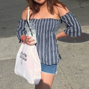 Off-the-shoulder Summer Striped Top